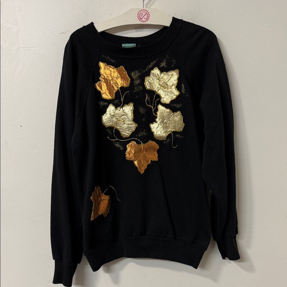 Black Sweatshirt with Gold Leaf Design 1990’s